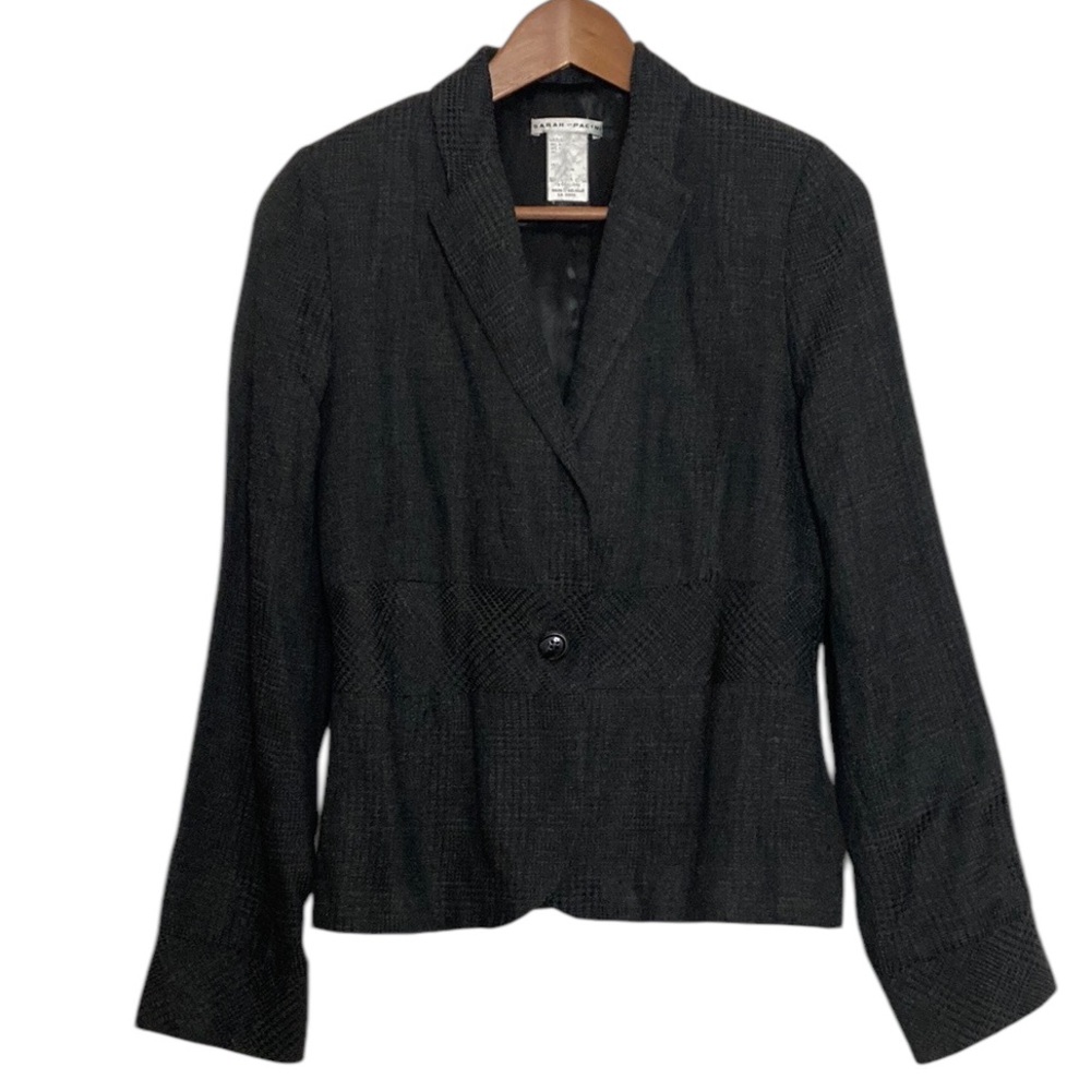 Sarah Pacini Blazer Womens XS Gray Glencheck Jacket Wear to Work Wedding Formal